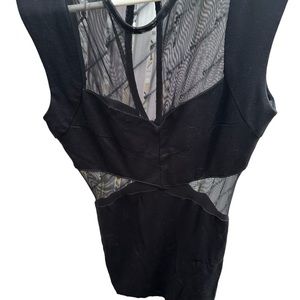 B Darlin Black little black dress  cocktail sexy dress sheer sides size 2